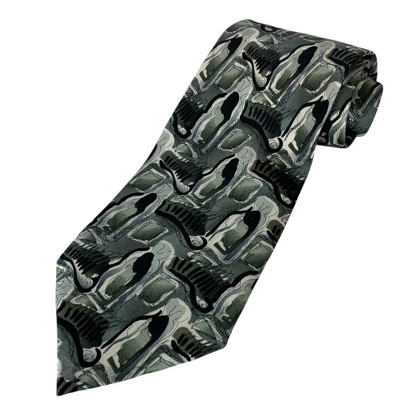 J Garcia Courtyard Performance 10th Anniversary Ltd Ed Silk Tie Gray Silver 1996 - Picture 1 of 5